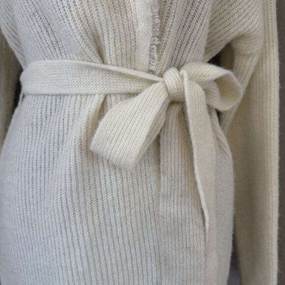 FRYE Salt Breeze Cream Fringe Tie-Waist Cardigan Sweater Medium - Picture 10 of 12